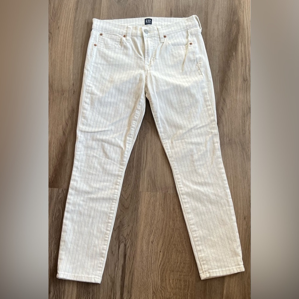Gap Blue Pin Striped True Skinny Jeans